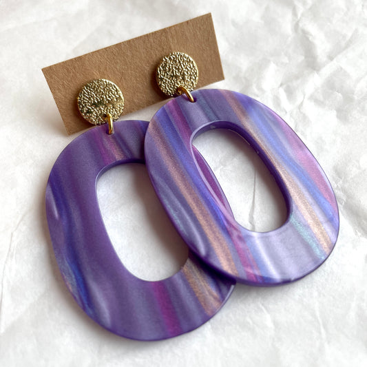 Boucles d’oreilles Alba violet arc-en-ciel