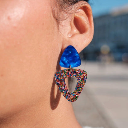 Boucles d’oreilles Gisèle bleu confettis