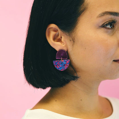 Boucles d’oreilles Odette magenta multicolore