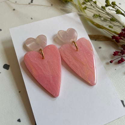 Boucles d’oreilles Céleste rose et paillettes