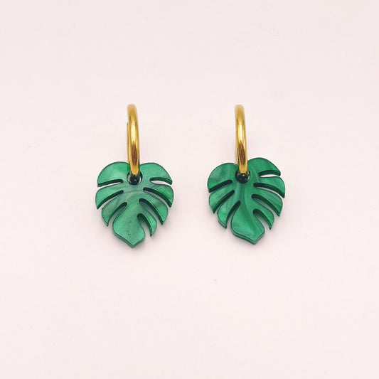 Boucles d’oreilles Créoles monstera