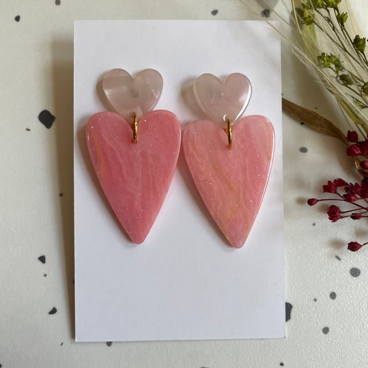 Boucles d’oreilles Céleste rose et paillettes