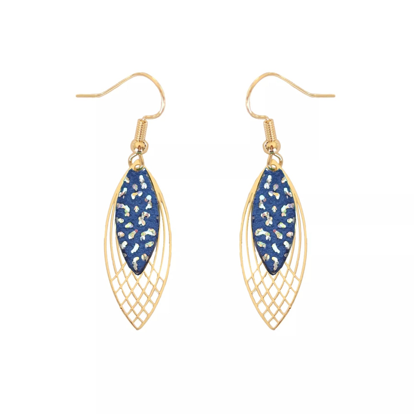 Boucles d’oreilles Rose bleu panthère