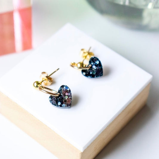 Boucles d’oreilles Lucie paillettes noires