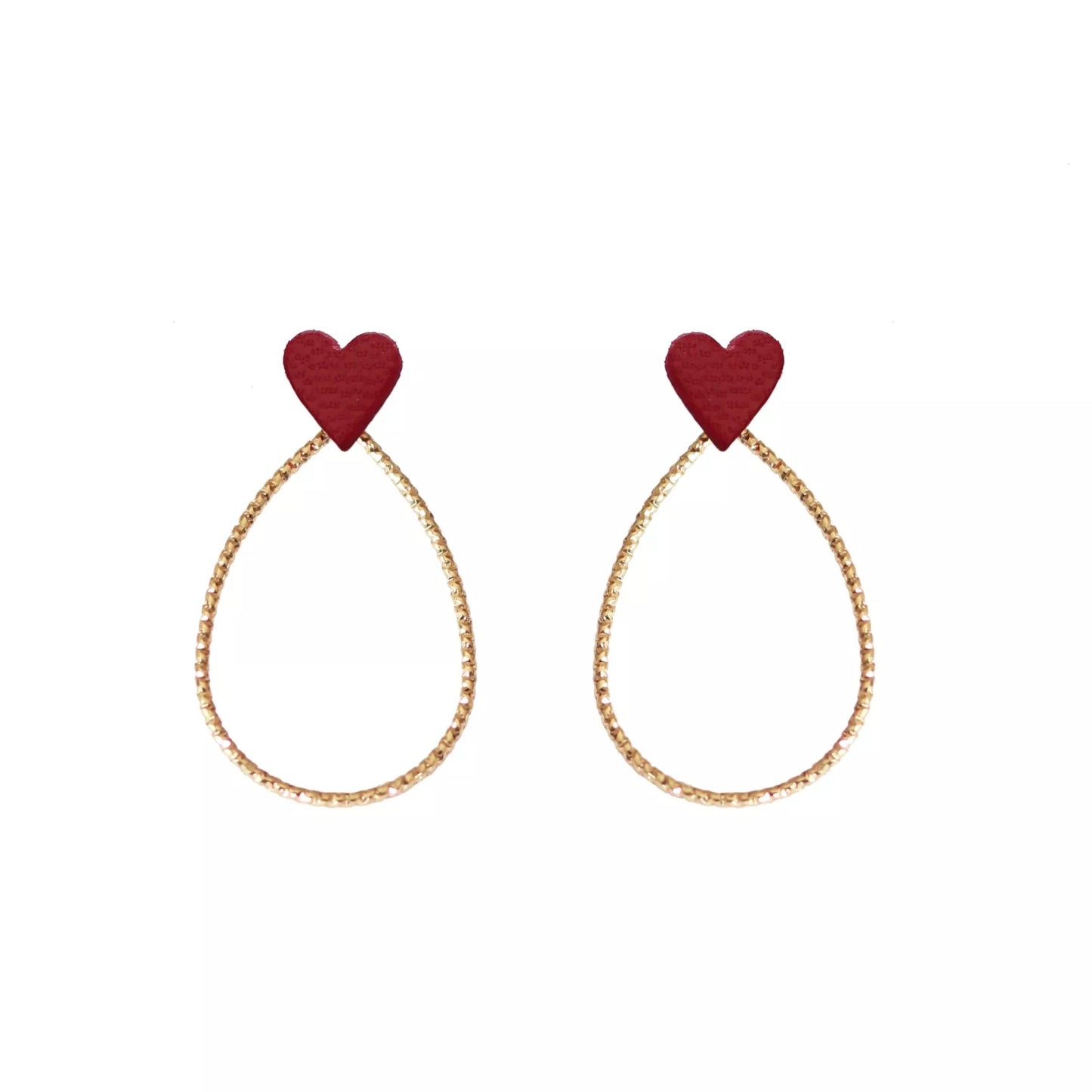 Boucles d’oreilles Cœur framboise foncé