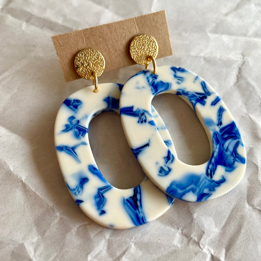 Boucles d’oreilles Alba bleu et blanc