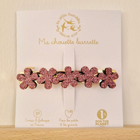 Barrette Fleurs rose