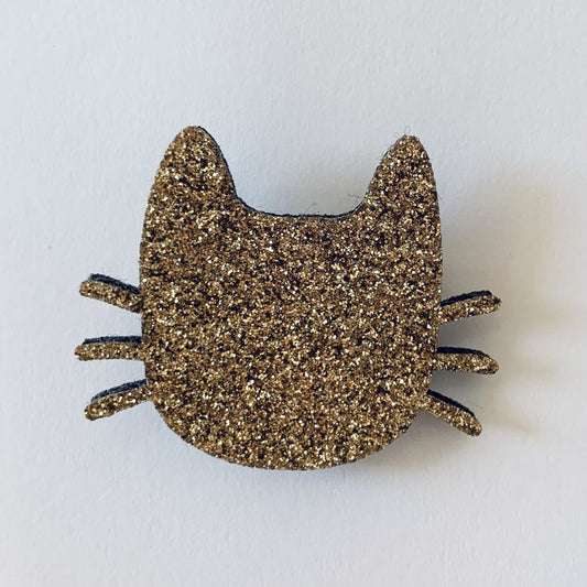 Broche Chat moustaches doré