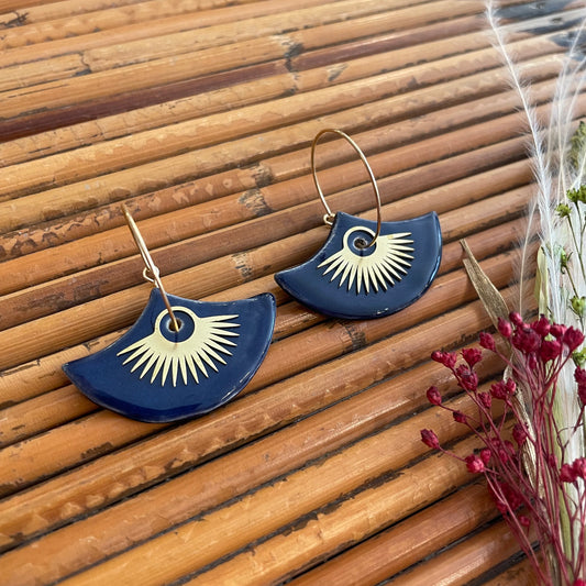 Boucles d'oreilles en céramique bascule bleu