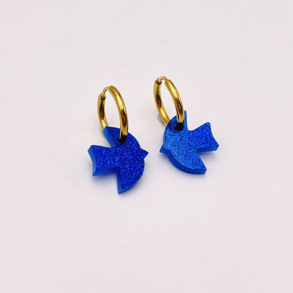 Boucles d’oreilles Créoles oiseau bleu roi