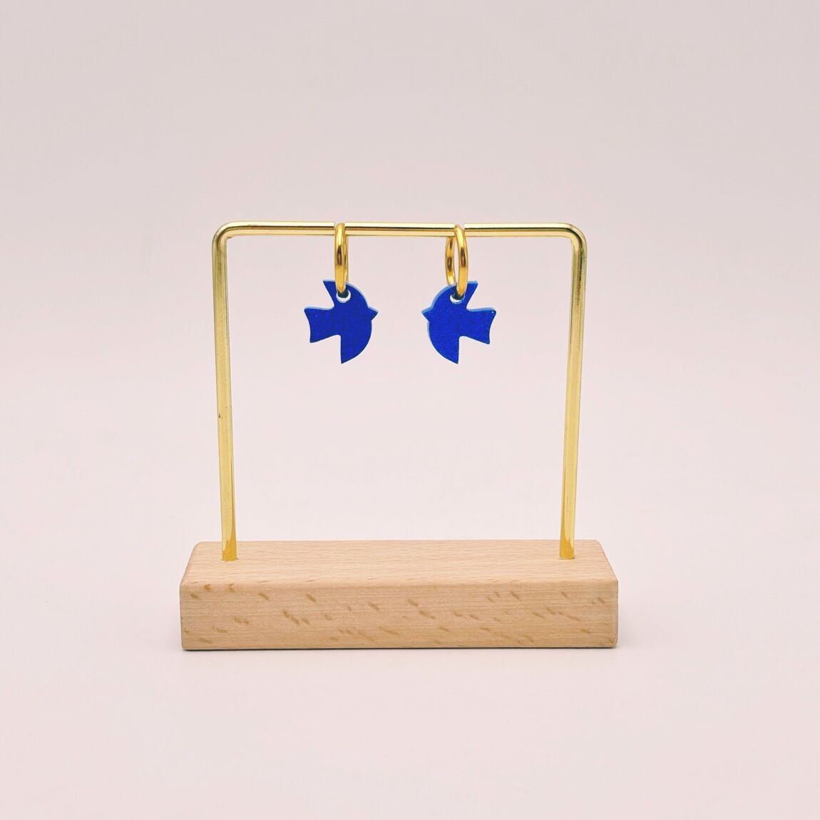 Boucles d’oreilles Créoles oiseau bleu roi