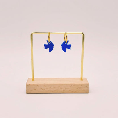 Boucles d’oreilles Créoles oiseau bleu roi