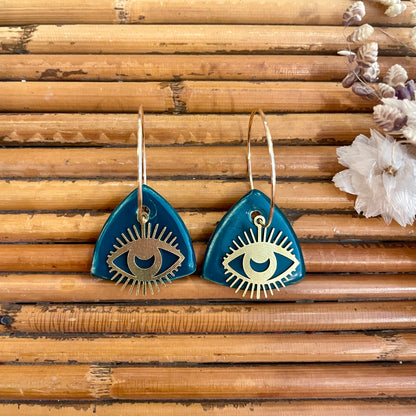 Boucles d'oreilles en céramique triangle vert sapin