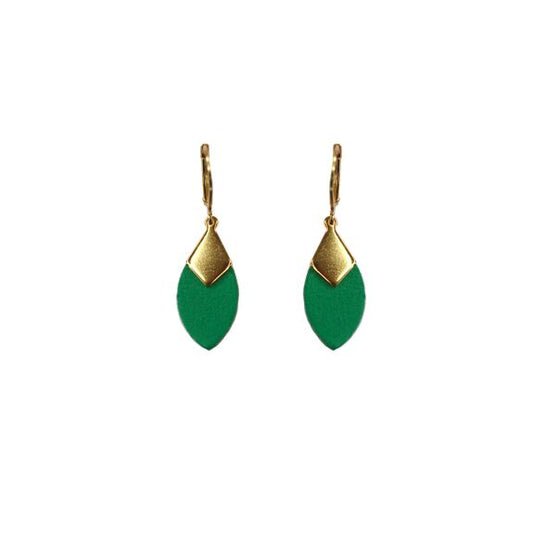 Boucles d’oreilles Plume vert peps