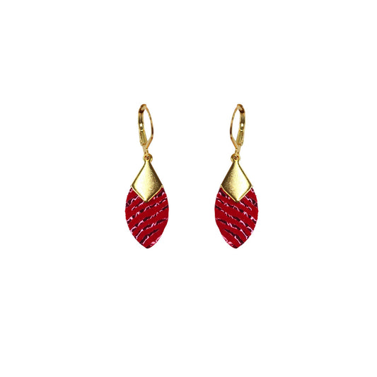 Boucles d’oreilles Plume zèbre rouge