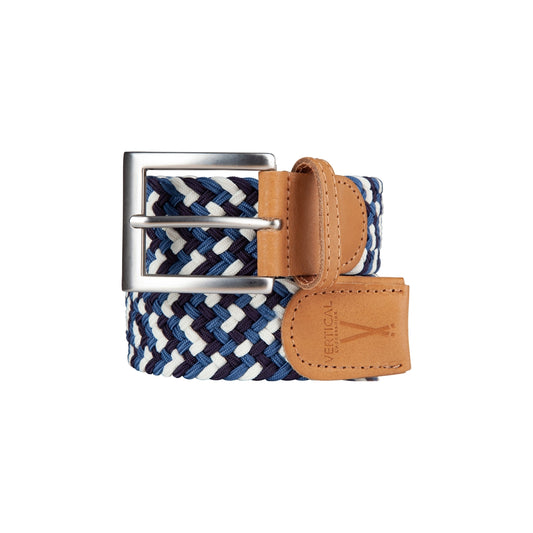 Ceinture tressée élastique bleu,blanc,marine