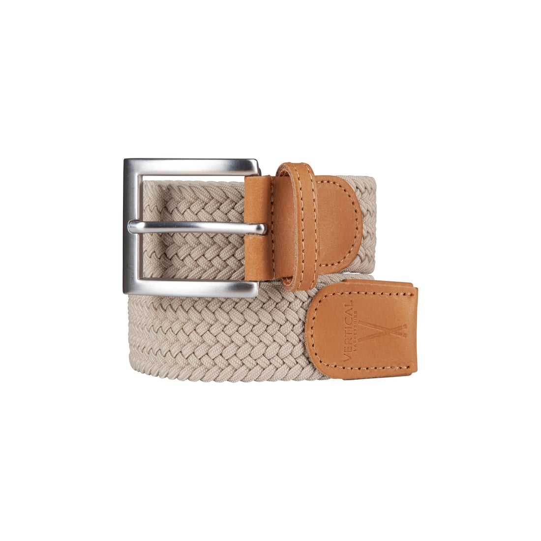 Ceinture tressée élastique beige